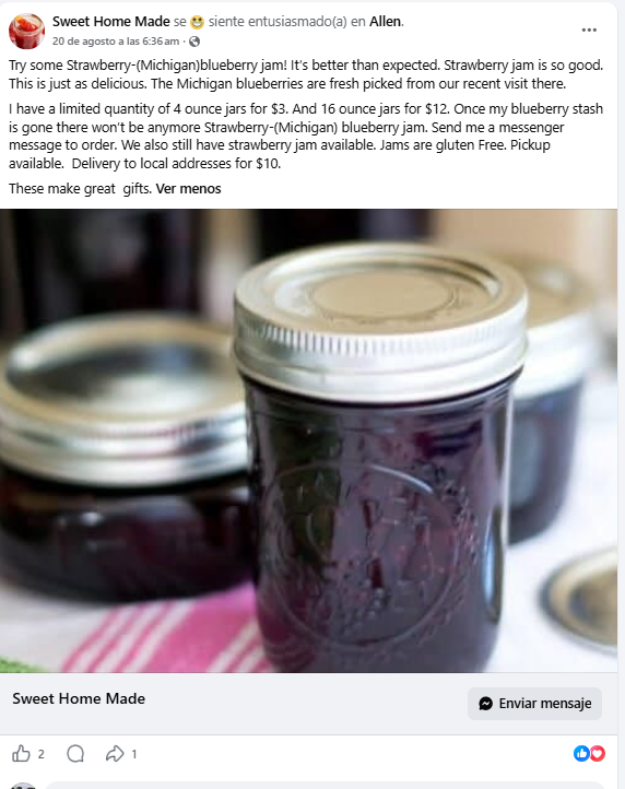 Jar of homemade strawberry freezer jam